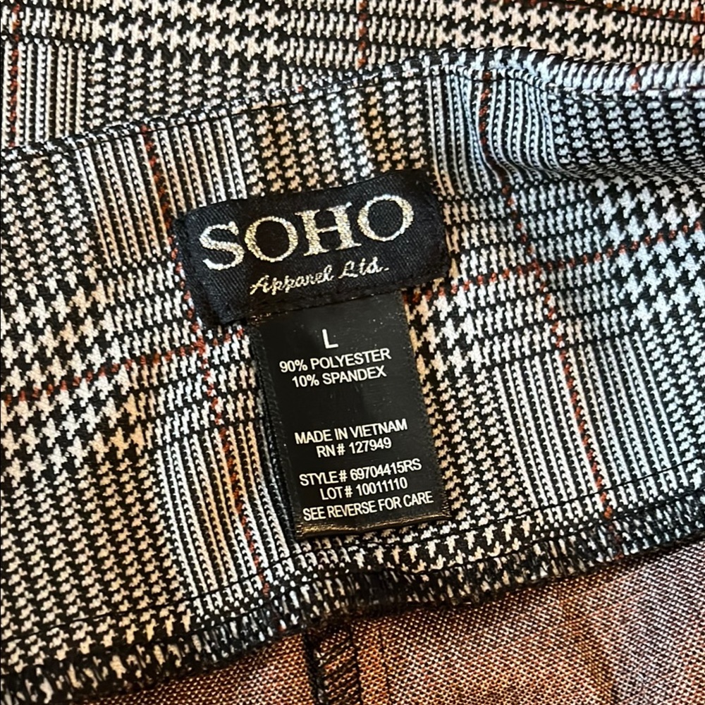 Soho Apparel Gray Boot Cut Flare Checkered Design Pants Size Large - Picture 6 of 9